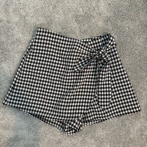 Black and White Checkered Women's Shorts